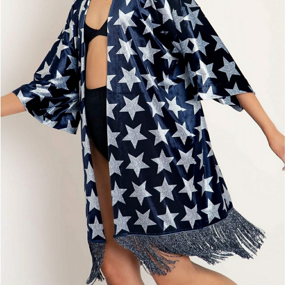 BlackMilk I'm A Star velvet fringe robe